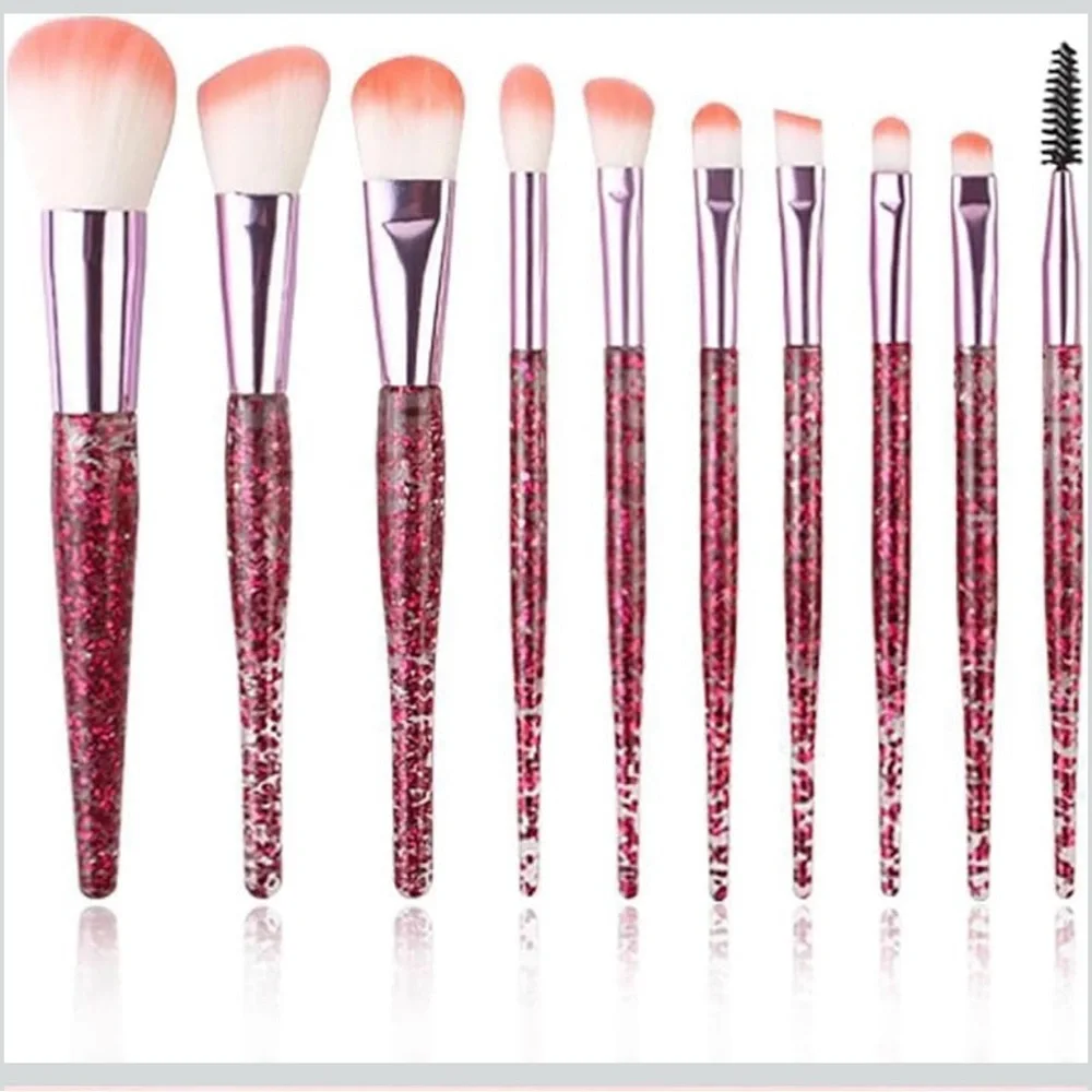 Pink Glitter Makeup Brush Set NWT